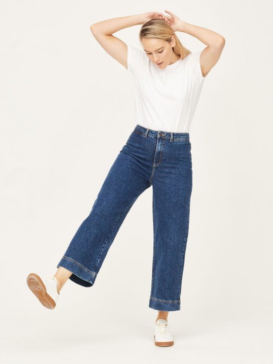 WSB5367 Mid Blue Wash GOTS Organic Cotton Denim High Rise Culotte in Mid Blue Wash 4 3e89be30 bb44 4210 b71c 72ae623add37 image