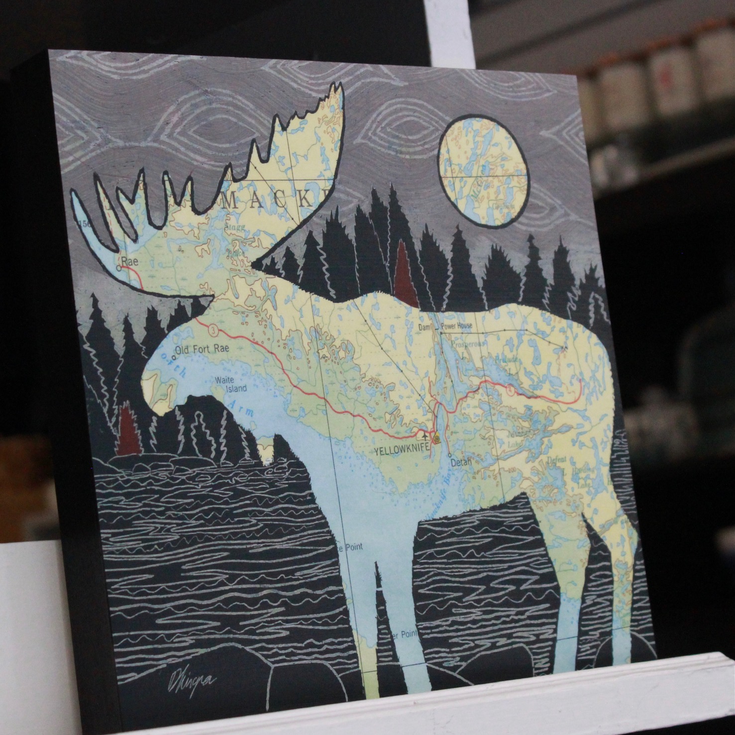 Alan Dhingra Yellowknife Moose 10 X 10 Curiosities Gift Shop