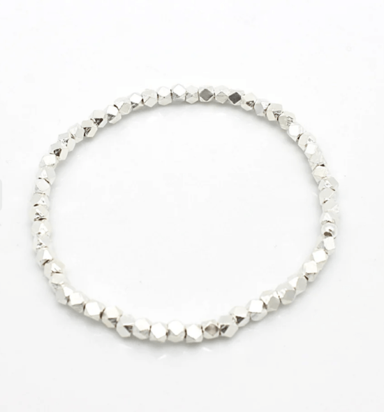 Orange Avocado - Bracelet / FACETED FINE SILVER STRETCH BRACELET