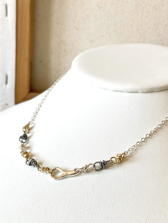 Joy Annett - Mini Tri Link Necklace with Charm