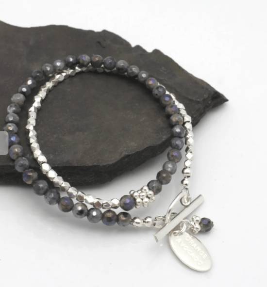Orange Avocado - Bracelet - Molten Collection/ Double Wrap Labradorite