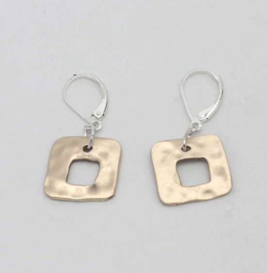 Orange Avocado - Earrings / CUTOUT SQUARES IN HAMMERED BRONZE