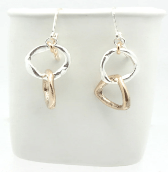 Orange Avocado - Earrings / ENTWINED BRONZE & FINE SILVER CHUNKY EARRINGS