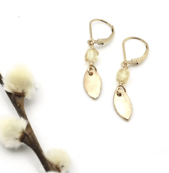 Orange Avocado - Earrings / PETAL COLLECTION: BRONZE & CITRINE PETAL
