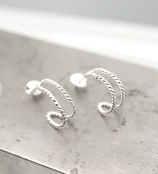 Orange Avocado - Earrings / SILVER CRESCENT STUDS
