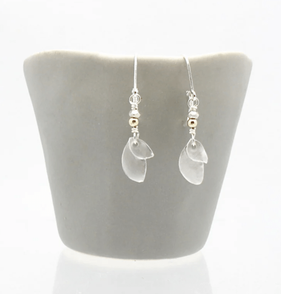 Orange Avocado - Earrings / Athena Silver - Olive Leaf