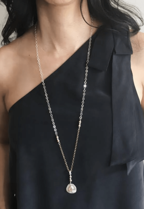 Orange Avocado - Necklace / ARCTIC BLOSSOMS: SILVER AURA
