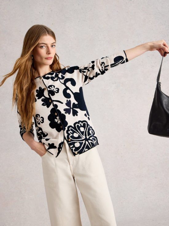 White Stuff - Top / Lulu Print Cardi (Nat Alt)