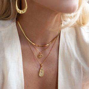 Sarah Mulder Jewelry Peace Sign Necklace Layered 3000x image Made in Canada