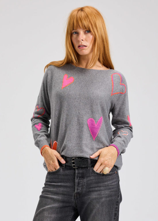 Zaket and Plover - ZP7540U / Intarsia Hearts Sweater (CLOUD)