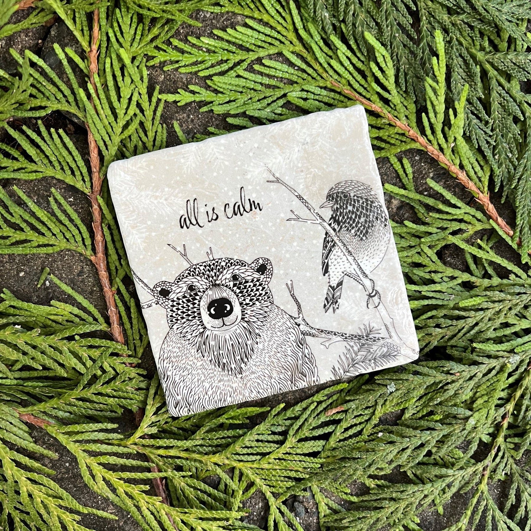 Cedar Mountain - Marble Coaster / All is Calm | Curiosities Gift Shop | Cedar Mountain - Marble Coaster / All is Calm