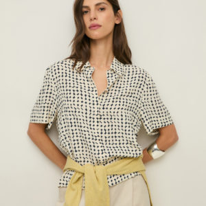Yerse - Top / Navy Dots Collar Shirt