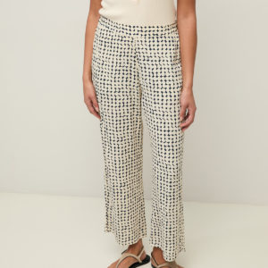 Yerse - Pants/ Navy Dots Crepe Trousers