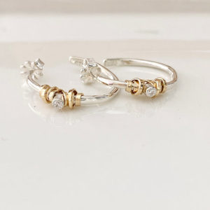 Joy Annett - Earrings / Small Wavy Coil & Stone Hoop GF