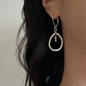 Orange Avocado - Earrings / ERSA COLLECTION - Mid Silver Oval