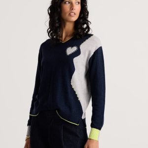 Zaket and Plover - Sweater / Threaded With Love V (DK DENIM)