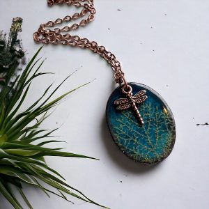 Curiosities Gift Shop - Jewellery, Clothing, Gifts & More! | Curiosities Gift Shop | Made in Canada Aflame Creations - Necklace / Leaf Vein & Dragonfly