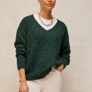 White Stuff - Sweater / Textured V-Neck (Green)